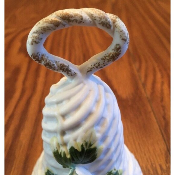 Vintage White Porcelain Ceramic Bell with Raised Blue Flowers 4.5” Tall - Picture 10 of 11